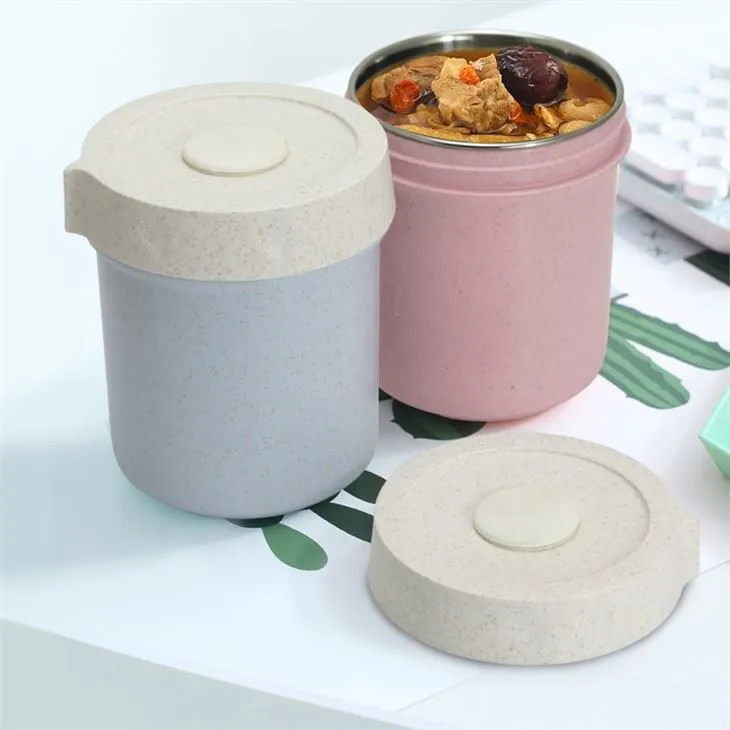 স্টেইনলেস স্টীল লাইনার সহ গমের খড় স্যুপ কাপ